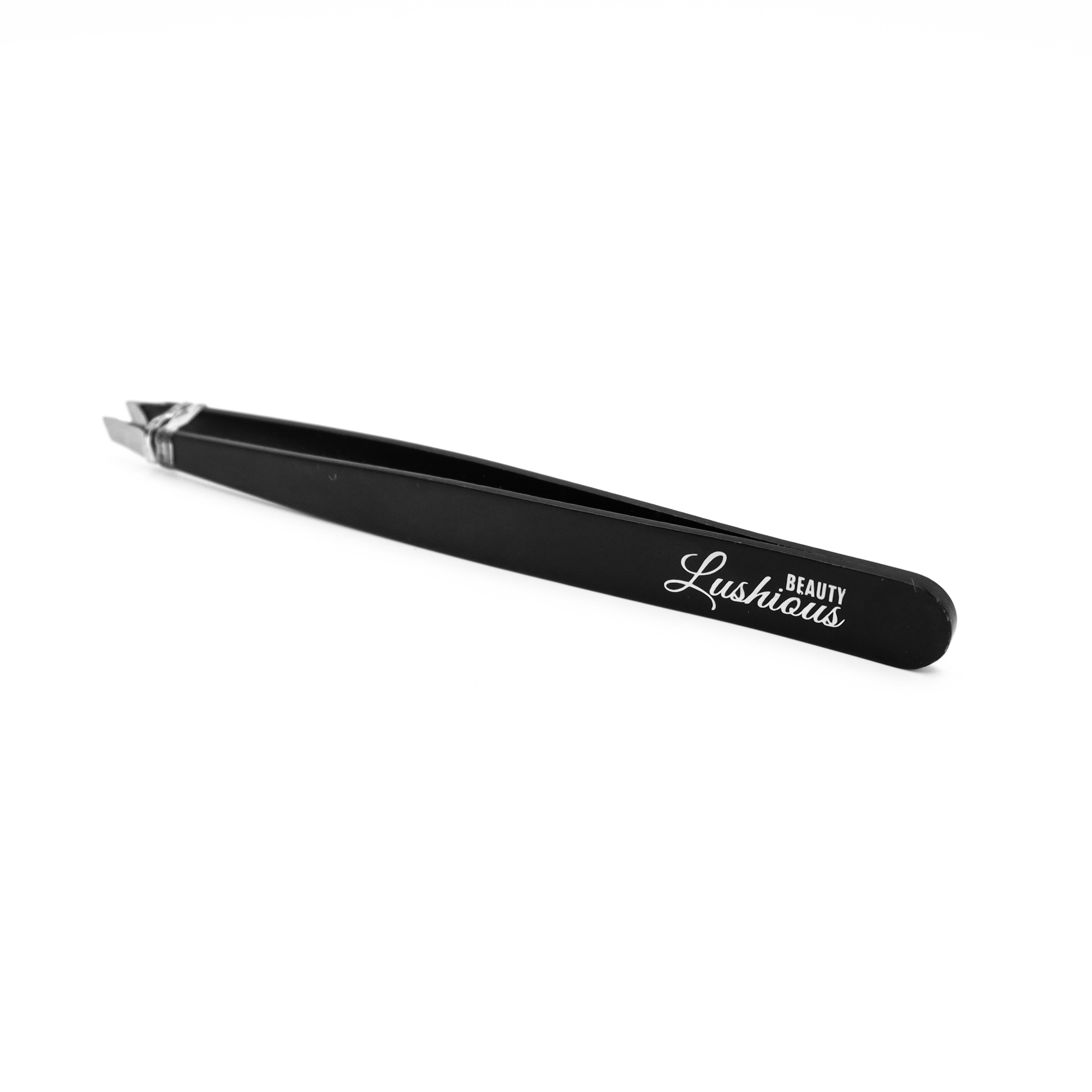 Black eyelash extension tool with 'Beauty Lushious' branding on a white background